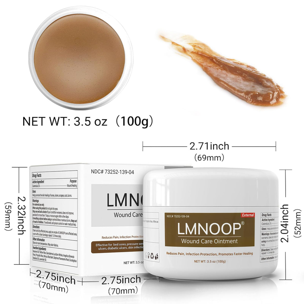 LMNOOP® Bed Sore Ointment, Wound Healing Cream, Maximum Strength Skin Repair, Pressure Sores Treatment, Infection Protection First Aid Cream for Bedsores, Diabetic Venous, Foot & Leg Ulcer Burns Cuts