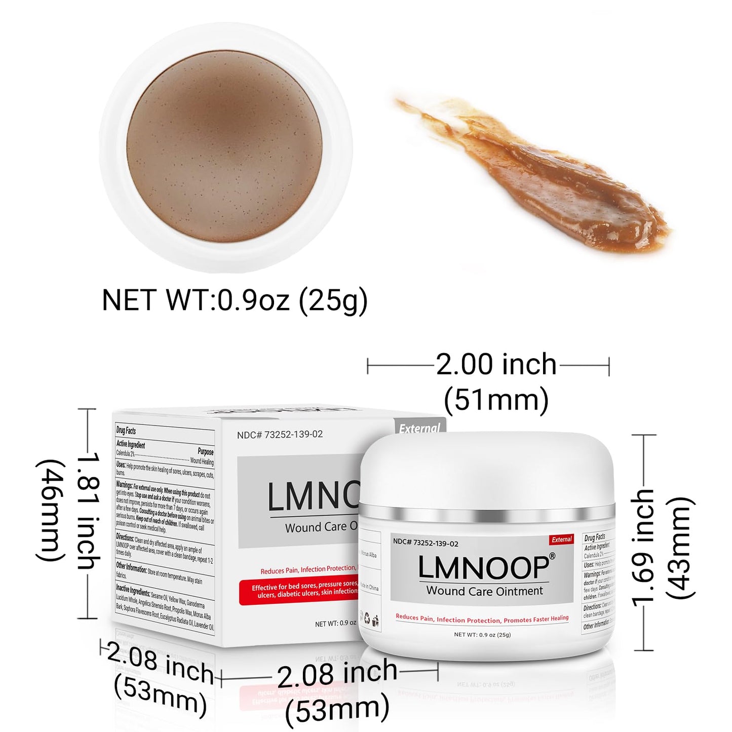 LMNOOP® Bed Sore Ointment, Maximum Strength Wound Care Cream for Infection Protection & Skin Repair, Fast Healing for Diabetic Wounds, Pressure Sores, Venous Ulcer, Burns, Cuts, Scrapes