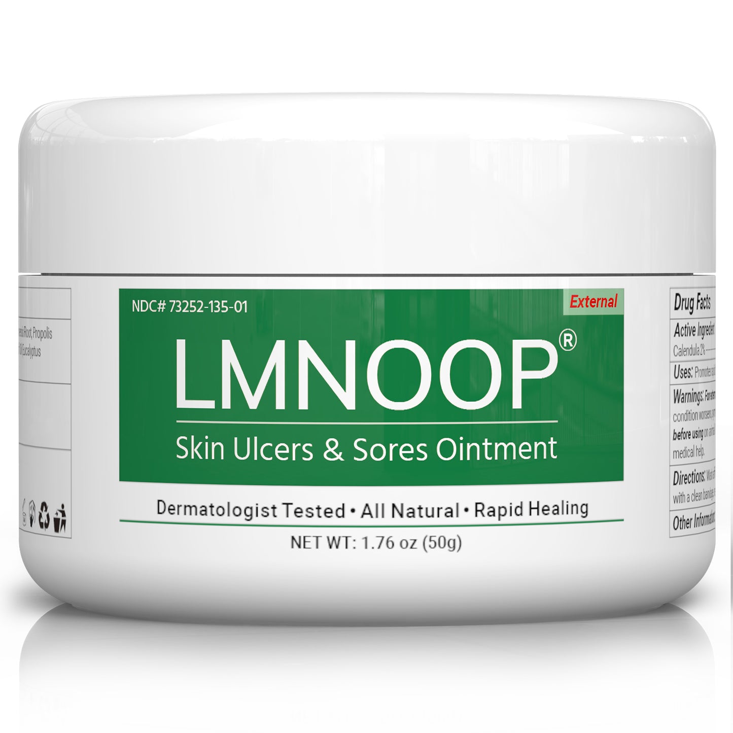 LMNOOP® Skin Ulcer Healing Ointment, for Foot & Leg Ulcers, Sores, Varicose Ulcers, Stasis Ulcers, Bedsores, Cuts, Burns, Skin Infections, Natural Ingredients Deep Wound Healing Ointment