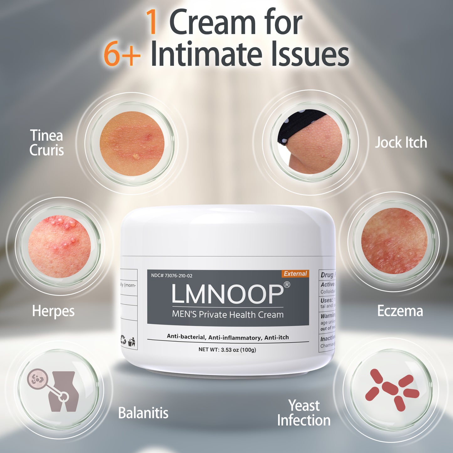 Men's Intimate Health Cream: 100% Natural Herbal Balanitis Treatment for Men – Anti-Inflammatory, Yeast & Jock Itch Relief, Sensitive Skin Safe 3.53oz