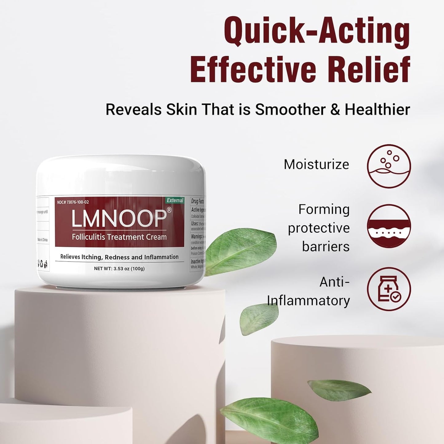 Folliculitis Treatment Cream, Natural Ingredients, Valid Relieve, for Itching, Lichen, Redness, Inflammation, Fast Non-Irritating - 3.52oz
