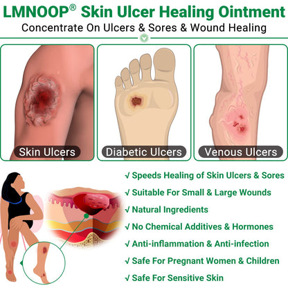 LMNOOP® Skin Ulcer Healing Ointment, for Foot & Leg Ulcers, Sores, Varicose Ulcers, Stasis Ulcers, Bedsores, Cuts, Burns, Skin Infections, Natural Ingredients Deep Wound Healing Ointment