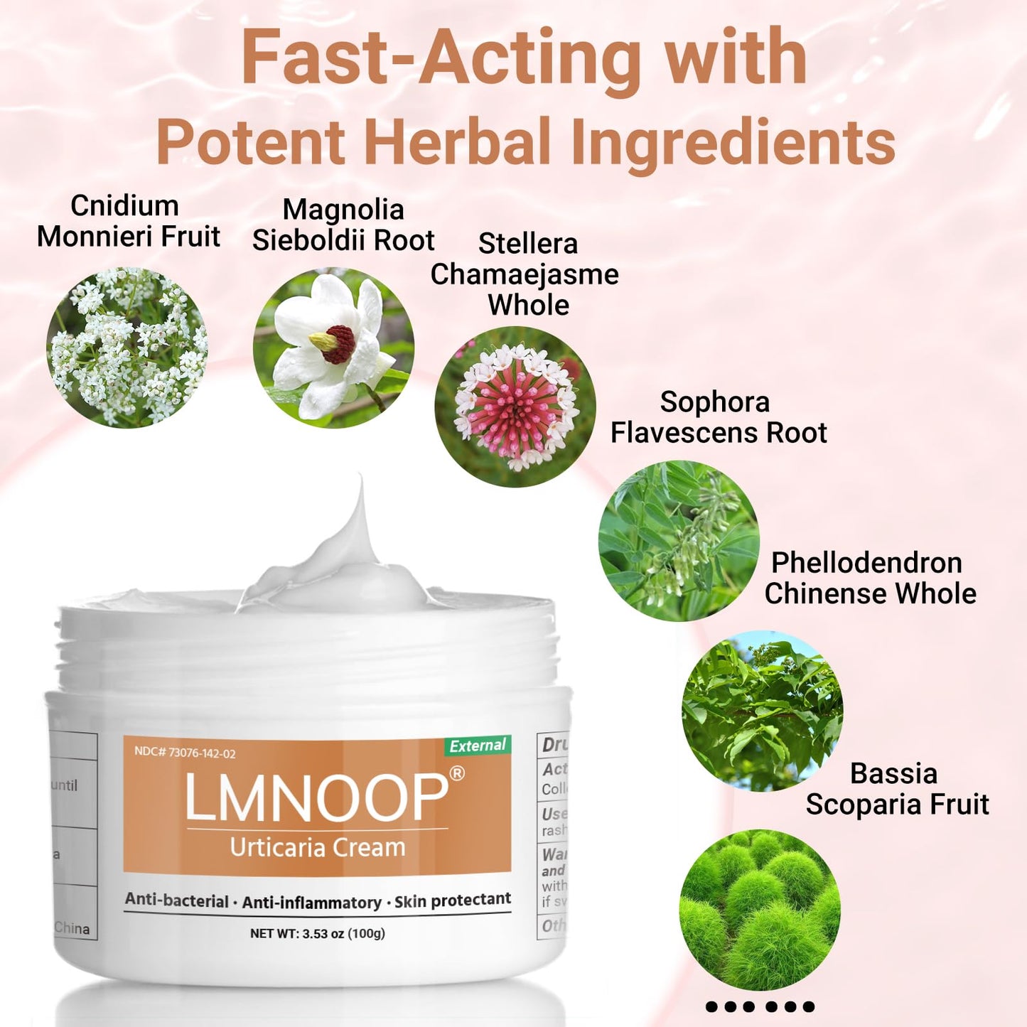 Urticaria Cream for Hives Relief - Fast Acting Anti Itch Treatment with All Natural Herbal Formula for Skin Allergic Rashes, Redness, Swelling 7.06 oz