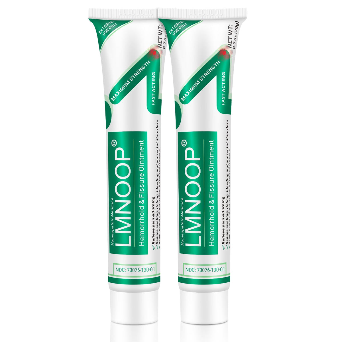 LMNOOP® Hemorrhoid Treatment Ointment, Maximum Strength Treatment & Fast Relief for Pain, Itching, Burning, Swelling, Fissure, Bleeding, Discomfort, Long-Lasting Internal & External Hemorrhoid Cream 20g x 2