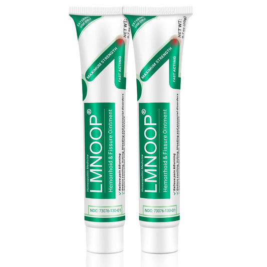 LMNOOP® Hemorrhoid Treatment Ointment, Maximum Strength Treatment & Fast Relief for Pain, Itching, Burning, Swelling, Fissure, Bleeding, Discomfort, Long-Lasting Internal & External Hemorrhoid Cream 20g x 2