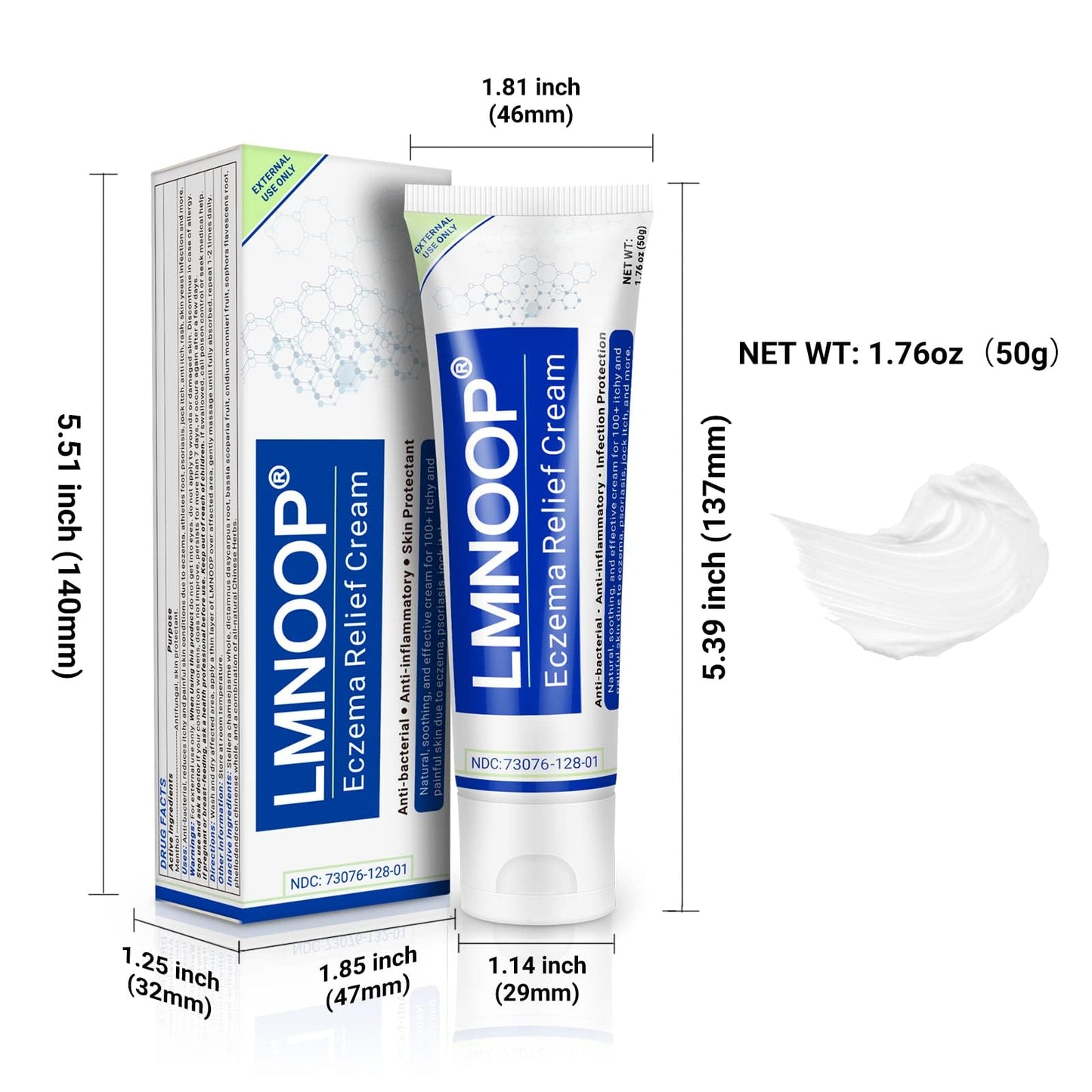 Eczema Cream, Maximum Strength Treatment Ointment for Rash, Psoriasis, Dermatitis, Urticaria, Jock Itch, Fungal Infection, Anti-Itch, Relief for Sensitive, Irritated Skin 1.76oz