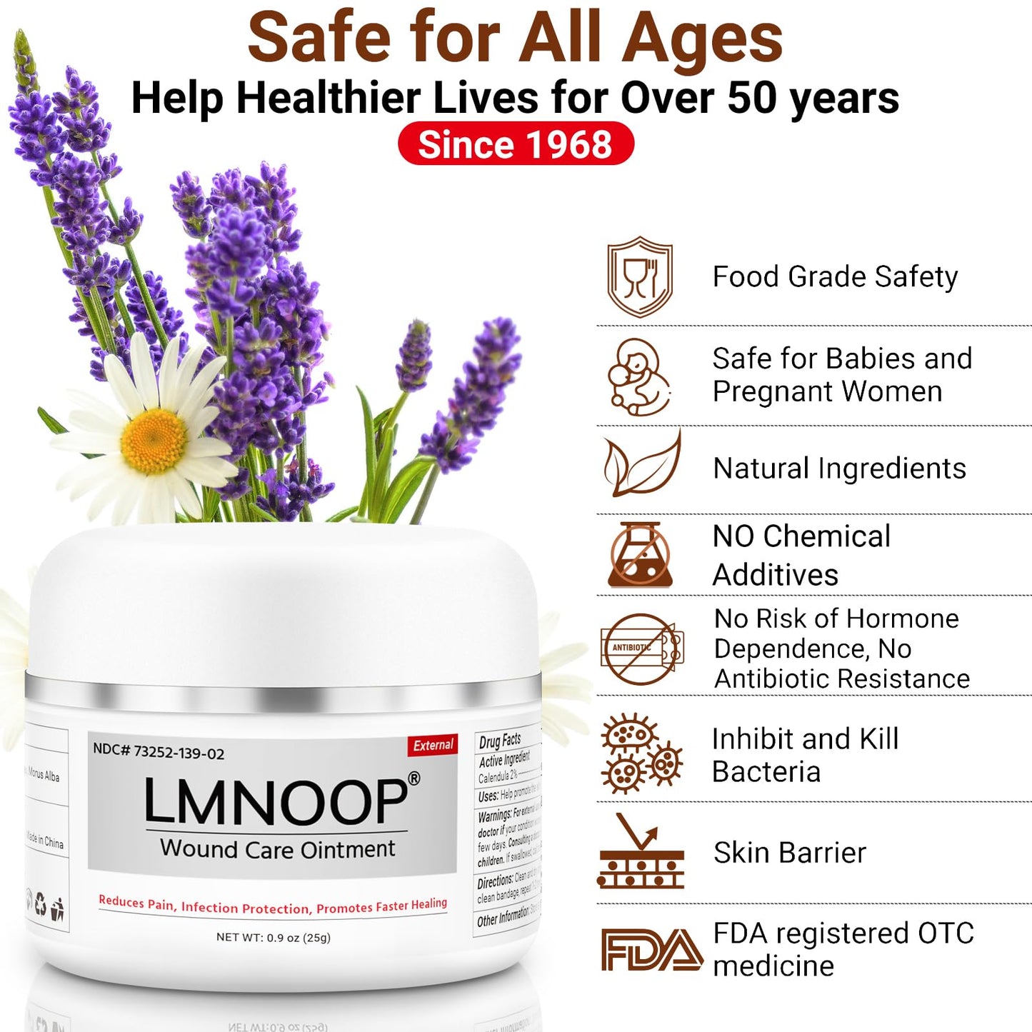 LMNOOP® Bed Sore Ointment, Maximum Strength Wound Care Cream for Infection Protection & Skin Repair, Fast Healing for Diabetic Wounds, Pressure Sores, Venous Ulcer, Burns, Cuts, Scrapes