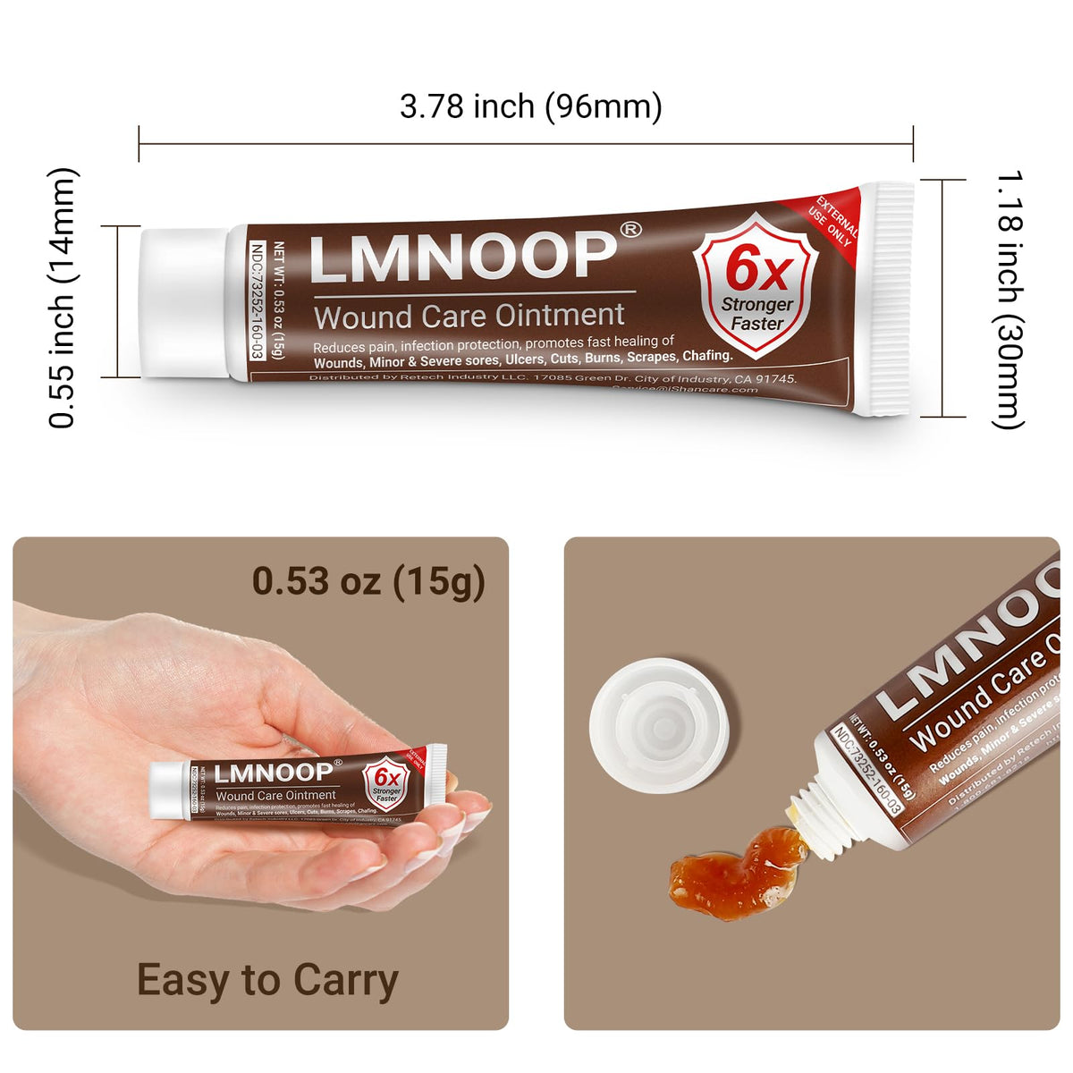 LMNOOP® Wound Care Cream, Skin Healing & Repair Ointment for Infection Ulcers Cuts Scrapes Burns Bites Surgical and Various Wounds, Pressure Treatment Products & Bed Sore Cream