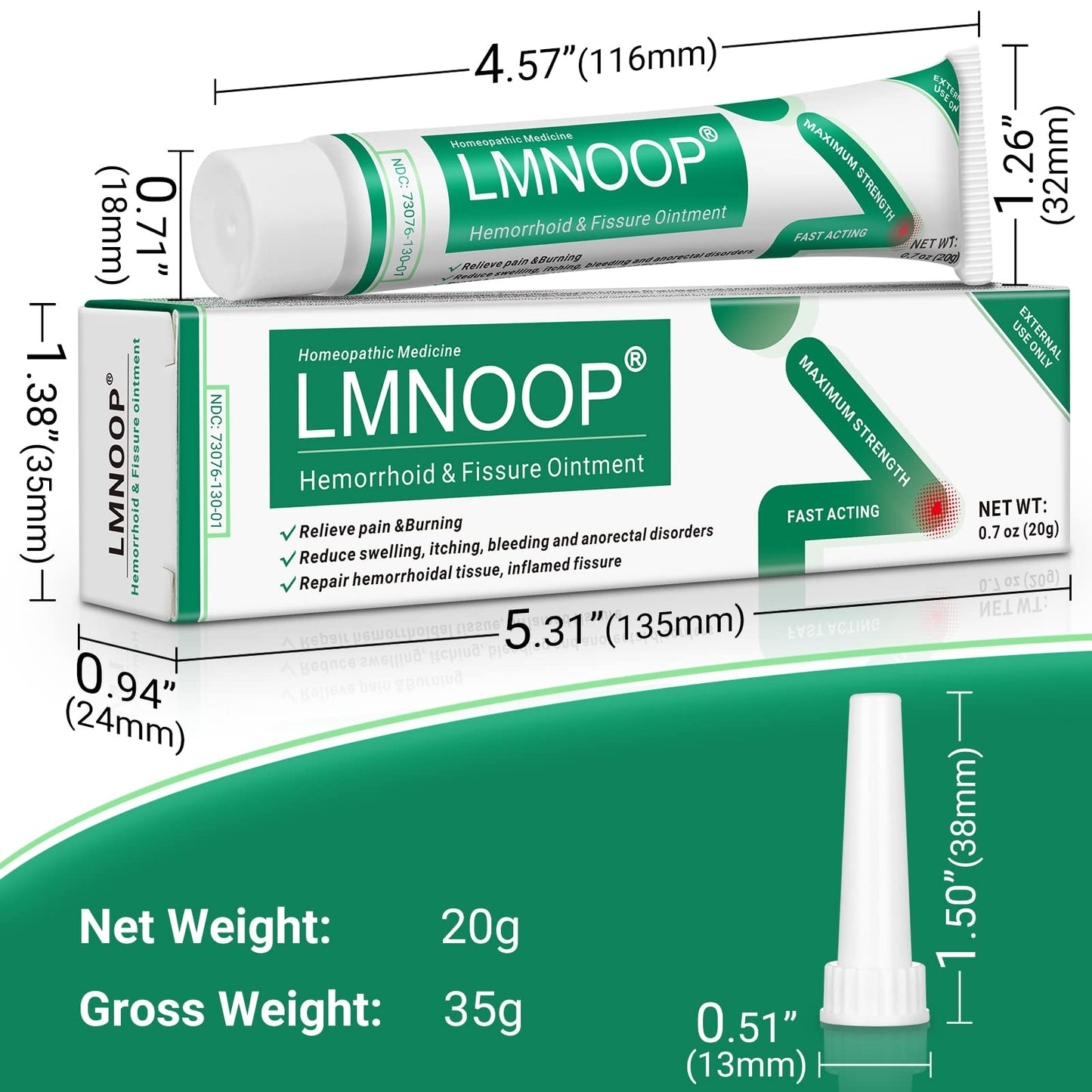 LMNOOP® Hemorrhoid Treatment Ointment, Maximum Strength Treatment & Fast Relief for Pain, Itching, Burning, Swelling, Fissure, Bleeding, Discomfort, Long-Lasting Internal & External Hemorrhoid Cream
