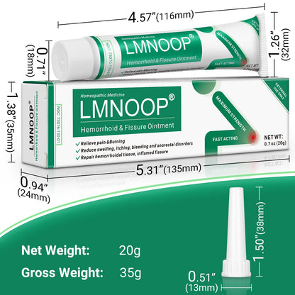 LMNOOP® Hemorrhoid Treatment Ointment, Maximum Strength Treatment & Fast Relief for Pain, Itching, Burning, Swelling, Fissure, Bleeding, Discomfort, Long-Lasting Internal & External Hemorrhoid Cream