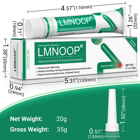 Image of LMNOOP® Hemorrhoid Treatment Ointment, Maximum Strength Treatment & Fast Relief for Pain, Itching, Burning, Swelling, Fissure, Bleeding, Discomfort, Long-Lasting Internal & External Hemorrhoid Cream