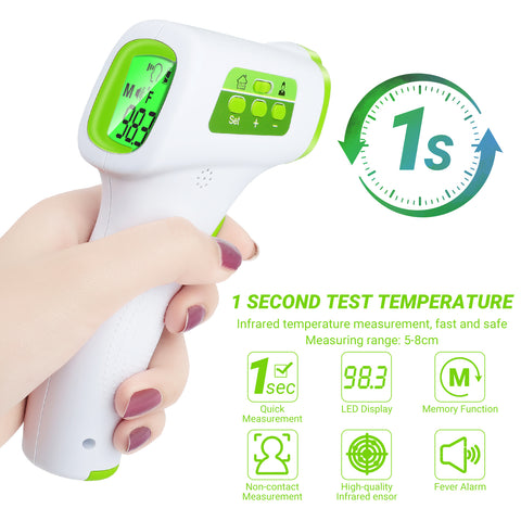 Image of Infrared Forehead Thermometer - Digital Contactless Thermometer for Baby - Touchless Thermometer for Kids - Accurate Instant Read with Digital LCD Display